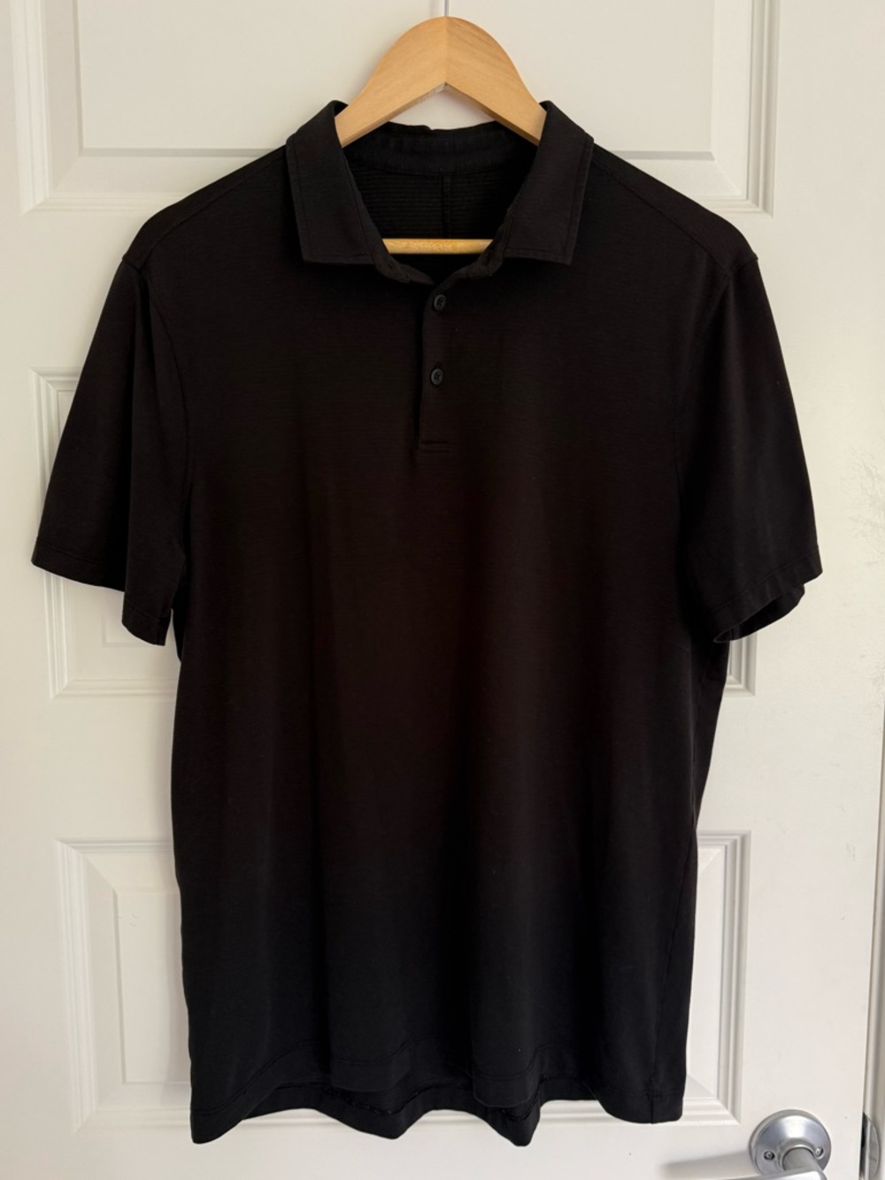 Lululemon Shirt Mens Large Black Evolution Polo Performance Golf Short Sleeve